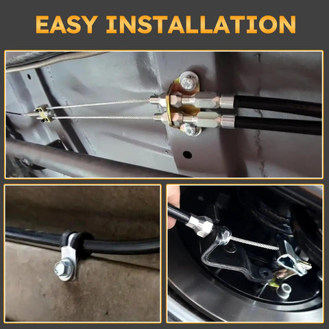 Solid Gold Universal Parking Brake Cable Replacement Kit With 110 Inch Durable Lines designed for easy installation on rear brakes.