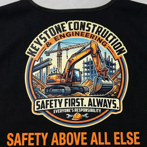 High Visibility Reflective Safety Vest With Custom Logo Hi Vis Work Uniform Built Tough For Construction Sites And Trucking Pros Who Gotta Get The Job Done with construction graphic.