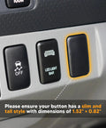 Toyota LED Push Switch With Blue Backlit Kit installed in dashboard, showing on and off buttons, compatible with 4Runner