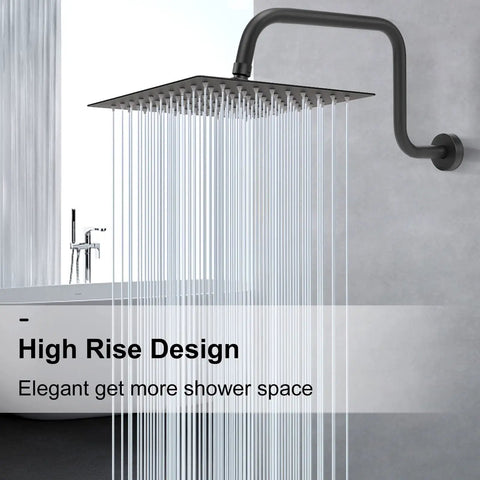 S Shape Stainless Steel Shower Extension Arm With Flange Built To Last, 16 Inch High Rise Shower Head Extender Pipe in Use