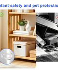 Tough As Nails Anti Tip Furniture Anchors Kit with nylon straps securing a bookshelf to prevent accidents with toddlers and pets.