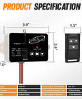 Dimensions of High Power Wireless Dump Trailer Remote Controller For 12V Hydraulic Systems, 3.9 x 1.5 x 1.5 inches, remote 2.6 x 1.5 inches
