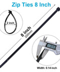 Heavy Duty 150 Pack 8 Inch Black Zip Ties With 40 Lbs Tensile Strength Self Locking Nylon Cable Ties with dimensions