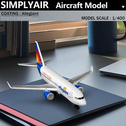 1 To 400 Scale Allegiant Airplane Model Ready To Display Dope Preassembled Alloy Fuselage With Plastic Fittings No Assembly Needed Collectible Aircraft For Home Desk Or Shelf Display on a desk