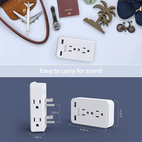 8 In 1 Multi Plug Outlet Extender With Front Two AC Outlets And Side Four Outlets, Two USB Ports, 3 Prong Grounded Wall Tap, ETL Listed, Non Surge Protection, Space Saving Power Hub For Home Kitchen Travel