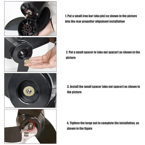 Two Blade Thickened Plastic Outboard Propeller Upgrade For 12V And 24V Motors, 8mm Inner Hole, 5.7in Overall Length, 0.1in Pin Diameter, Marine Grade Lightweight Propeller For Reliable Boat Power