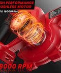Cordless Leaf Blower And Vacuum, Brushless Motor, Six Variable Speeds Up To 180 MPH, 2 In 1 Handle, Tool Only No Battery Included