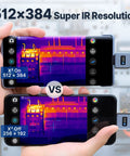 Comparison of X2 Thermal Night Vision Monocular for Android Phones with 512x384 IR resolution, highlighting detection capabilities.