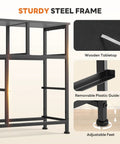 Steel frame details of 7 Drawer Dresser With Fabric Bins, Space Saving Storage Tower Organizer For Bedroom Closet Hallway Entryway, showcasing wood top, plastic guide rail, and adjustable feet.