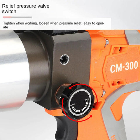 Close-up of the relief pressure valve switch on UWYTGF Cordless Battery Powered Electric Hydraulic Plier Crimping Tool.