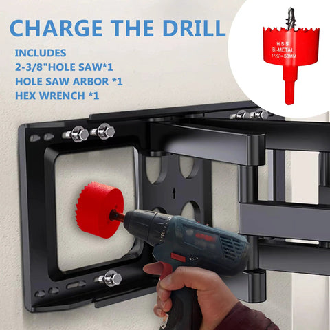Using drill with in wall TV cable management kit for a clean wire free setup hide power cords behind wall with hole saw attachment
