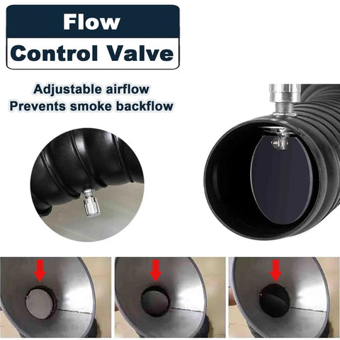 Flow Control Valve for Rock Solid Super Adjustable 360 Degree Air Extractor Arm, adjustable airflow to prevent smoke backflow.