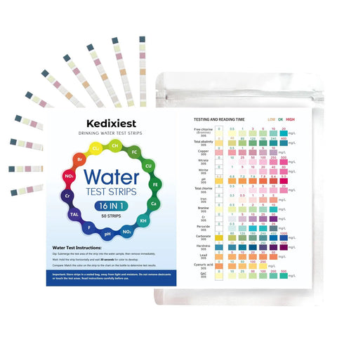 16 In 1 Home Water Test Strips Kit For Tap And Well Water Detect Lead Iron Manganese Nitrate Nitrite Chlorine Fluoride Mercury