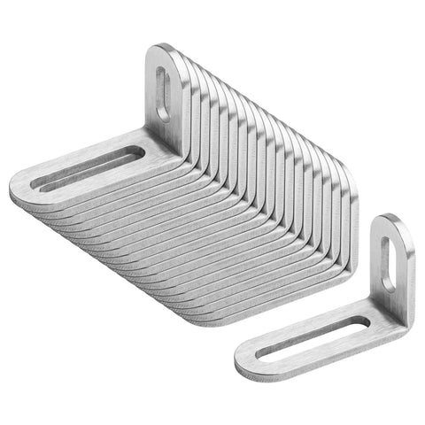 20 Pack Slotted Corner Braces L Angle Brackets 1-7/8 Inch Long, 3/4 Inch Wide, 1-1/8 Inch High, 1/8 Inch Thick, Stainless Steel 201 Brushed Finish