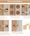 Installation steps for Hidden Brass Barrel Hinges Set with Drill Bit for Wooden Boxes, 16 Piece Kit includes 8mm and 10mm hinges.