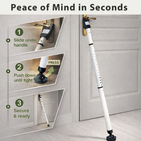 Heavy Duty 3 In 1 Door Security Bar With High Strength Steel And Anti Slip Rotating Base Built To Last Adjustable Up To 46 Inches demonstration