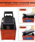 Heavy Duty 10,000 PSI Air Hydraulic Pump With Half Gallon Reservoir, Foot Operated, Workhorse Overload Protection With Internal Pressure Relief Valve, Two Stage Release For Quick Or Metered Ram Return, orange and black