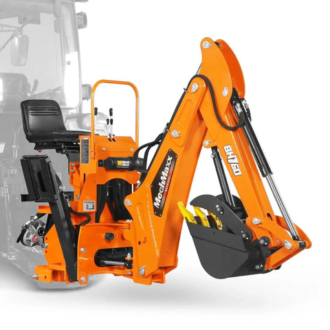 Eight Foot Digging Depth Tractor Backhoe Attachment Heavy Duty With Mechanical Thumb 15 Inch Bucket Self Contained Hydraulic System