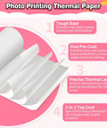 Kids Instant Camera Paper Refill Set 6 Thermal Printing Paper Rolls For Most Kid Cameras White Glossy Photo Paper, layered thermal paper detail