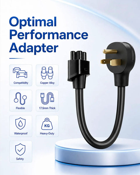 Heavy Duty Nema 6 50 Adapter For Tesla Gen 2 Mobile Connector 240V 32A Ev Charger Plug showing copper alloy connectors and flexibility.