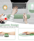 Ergonomic Keyboard And Mouse Wrist Rest Set With Circle Curved Mouse Pad And Coaster, Non Slip Base, Antique Green, Home Office Use