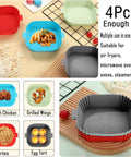 Silicone Air Fryer Liners Set Of 4 Pcs 7.6 Inch Square Reusable Liners For 3 To 6 Qt Air Fryers Dishwasher Safe Heat Resistant Nonstick