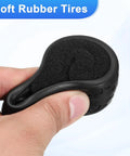 Close-up of a person holding 4Pcs Soft Rubber RC On Road Car Tires For 1 By 10 Scale Touring Cars With Foam Inserts 71mm OD.