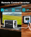 Legit 1000 Watt Pure Sine Wave Inverter Converts 12V DC To 120V AC Without The Headache featuring three AC outlets and a remote controller.