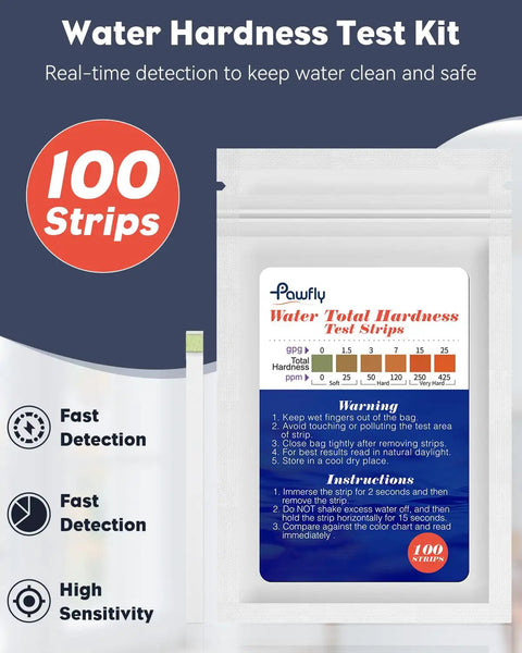 Hardness Test Kit With 100 Strips For Drinking Water, Tap Water, Well Water, Pool And Spa Water, Quick And Accurate Readings