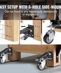 Easy setup instructions for Rugged 2.5 Inch Retractable Step Down Caster Wheels Set Of 4 with side-mount for heavy equipment.