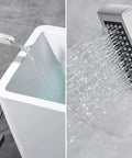 Freestanding Bathtub Faucet Floor Standing Waterfall Filler Brass One-Handle Bath Faucet With Hand Shower Brushed Nickel Finish