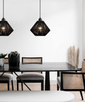 2 Pack Woven Plug In Pendant Lights Black Rustic Farmhouse Style With Cord And On Off Switch For Kitchen Island