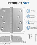 Heavy Duty Ball Bearing Door Hinges 4X4 Brushed Nickel Finish size diagram with dimensions and reinforcement screws.