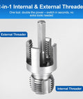2-in-1 Internal & External Threader for PVC pipes, fits various sizes, enhances plumbing efficiency, part of 3 Pcs PVC Pipe Threader Kit.