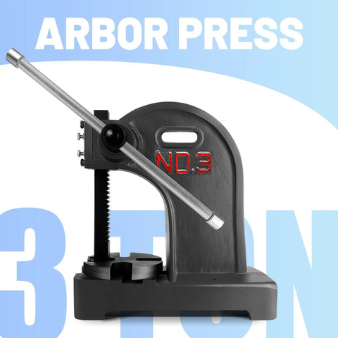 Heavy Duty 3 Ton Arbor Press With Ergonomic Handwheel And Non Slip Grip 12 Inch Tall Cast Iron Desktop Machine for metal punching.