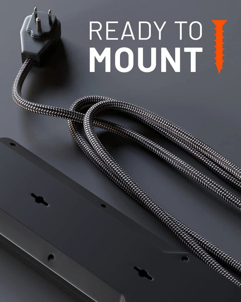 PowerBlitz Surge Protector Power Strip With USB A And USB C Ports, 8 Outlets, beefy braided 6 foot cord ready to mount