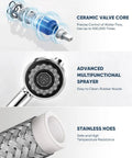 Detailed view of ceramic valve core and multifunctional sprayer for OWOFAN Chrome Kitchen Faucet with Pull Down Sprayer.