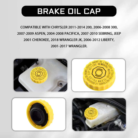 Brake Fluid Cap Replacement for Dodge Ram 1500 2500 3500 Jeep Wrangler JK Grand Cherokee Chrysler Sebring OEM 4683656AB