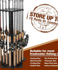 360 Degree Rotating Fishing Rod Rack For Garage Floor Stand That Holds Up To 16 Rods Wooden Tackle Organizer