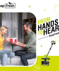 Couple exchanging gift with 20V Cordless Tiller Cultivator With 4Ah Battery And Fast Charger Included 300 RPM Garden Rototiller