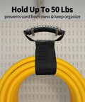 Heavy Duty Outdoor Extension Cord 200 Ft 12 Gauge 3 Conductor clamped and organized on a wall