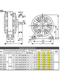Technical diagram of Magnetic Powder Brake With Base And Hollow Shaft Controller For Textile Machinery 6 12 25 50 100 Nm