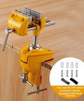 Tough As Nails Three Inch Heavy Duty Bench Vise With Rock Solid Steel Build And True Three Sixty Degree Swivel Base For Killer Multi Purpose Shop Clamping Accuracy mounted on a wood surface.