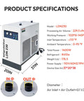 Beast Heavy Duty 40HP 30KW Rotary Screw Air Compressor With Refrigerated Dryer VSD Drive 185 CFM At 125 PSI 220V 3 Phase Industrial Air System All In One For Clean Dry Air On Tough Jobs, LDN230 dryer specs