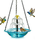 Powered Cascade Bird Bath Fountain Hanging Water Feature For Outdoors Garden Patio Backyard Blue Eco Friendly No Batteries