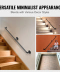 Rock Solid Six Foot Carbon Steel Staircase Handrail With Heavy Duty Wall Mounts Job Site Grade Industrial Pipe Railing Supports Four Forty Pounds Clean Rounded Edges Shop Ready For Porch Or Deck on various stairs