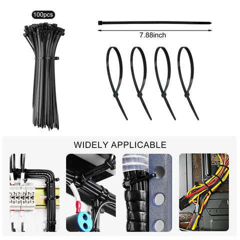 137 Piece Cable Management Kit With 2 Durable Sleeves 100 Zip Ties 15 Adhesive Clips 10 Cable Clips And 10 Cable Zip Ties displayed