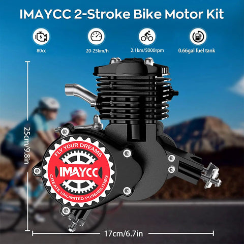 80cc Bicycle Engine Kit 2 Stroke Motorized Bike Conversion For 26 To 28 Inch Frames Easy DIY Install Puts Real Giddy Up Into Your Ride Black Finish Fits Most Standard Mountain And City Bikes