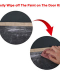 Dust Barrier Zip Door for Renovations, Heavy Duty Plastic Door Cover with Zipper, easy clean with cloth shown in use