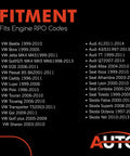 Compatibility chart for VW Audi models including VW Beetle, VW Jetta, Audi A3, Skoda Octavia